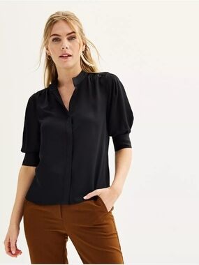 Nine West Elbow Sleeve Button-Down